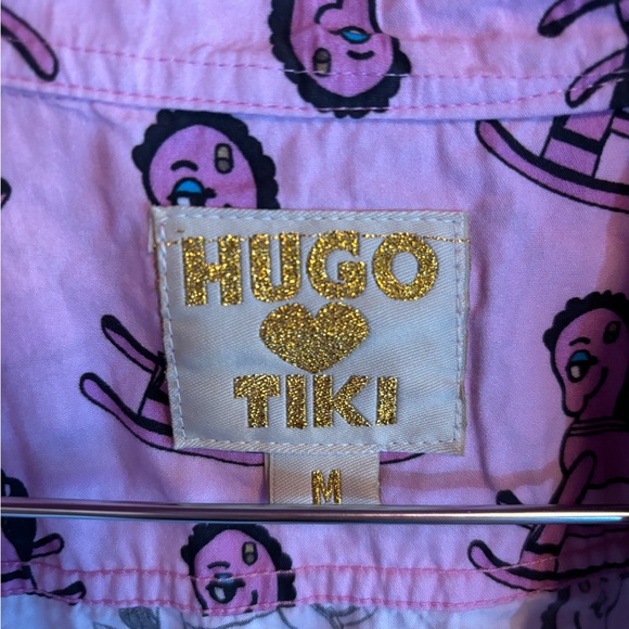 Hugo Loves Tiki ADULT MEDIUM rocking horse purple button up - Picture 4 of 5